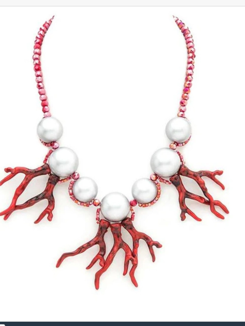 Elegant Coral Red and White Necklace